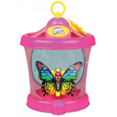 A pretty rainbow butterfly toy with a pink house.