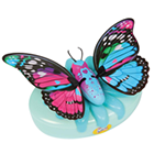 A pretty pink and blue butterfly toy.