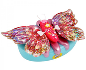 A pretty pink butterfly toy with sparkly wings.