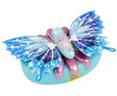 A pretty blue butterfly toy with sparkly wings.