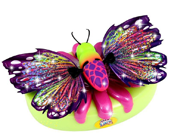 A colorful butterfly toy with sparkly wings.