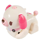 A cream-colored dog Micro Pet-i with pink ears.