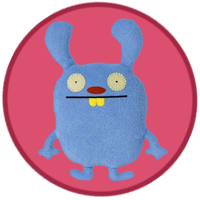 A blue monster citizen with bunny ears.