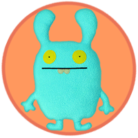 A cyan monster with bright yellow eyes.