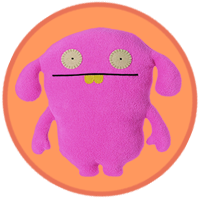 A pinkish-purpleish monster with floppy ears.