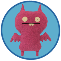 A pretty pink monster with bat wings.
