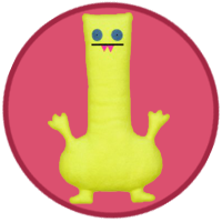 A yellow monster with a long neck!