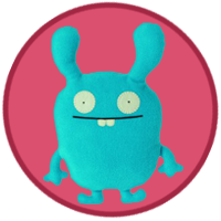 A cute blue monster with tall rounded ears.