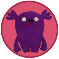 A purple monster with strange ears.