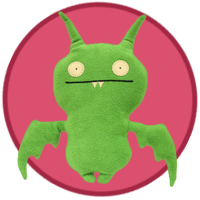 A green monster with long pointed ears and big dragon wings.