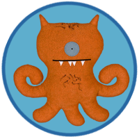 An orange monster with tenacles and a hairy chest.