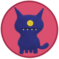 A blue monster with four-legs and a big yellow eye.
