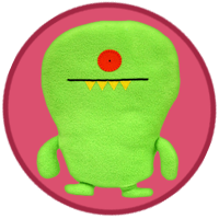 A bright green monster with one red eye!