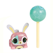 A pink electronic bunny with a cake pop accessory.