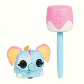 A happy little blue electronic elephant with a marshmallow accessory.