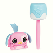 A light pink electronic puppy with a marshmallow accessory.