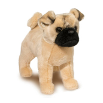 An alert pug plush.