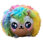 A round rainbow hedgehog plush.